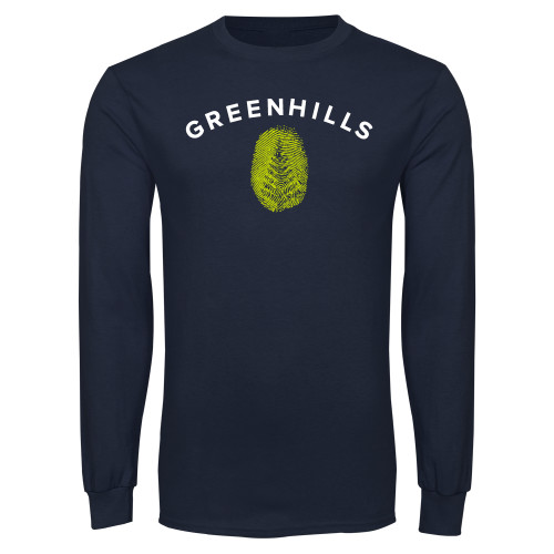  Navy Long Sleeve T-Shirt - Greenhills Fingerprint