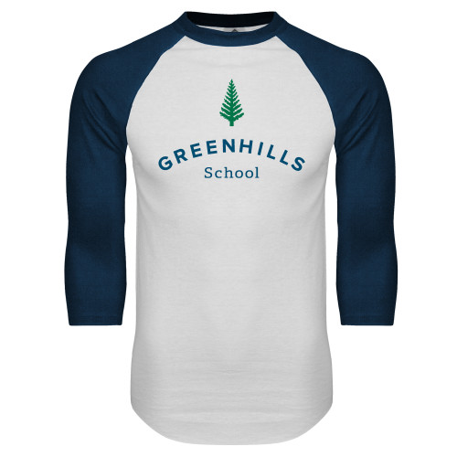  White/Navy Raglan Baseball T Shirt - Primary Mark