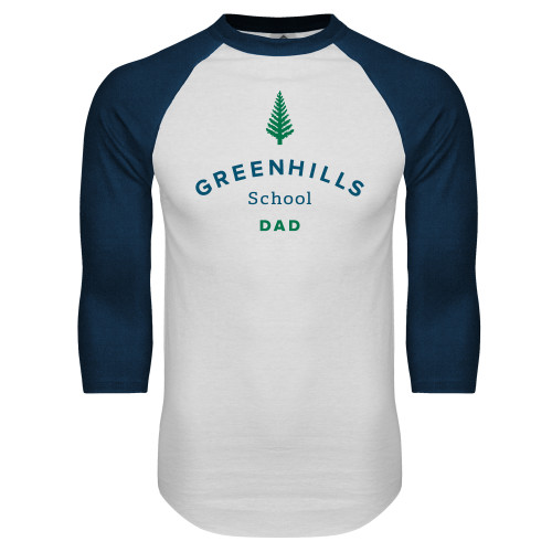  White/Navy Raglan Baseball T Shirt - Dad