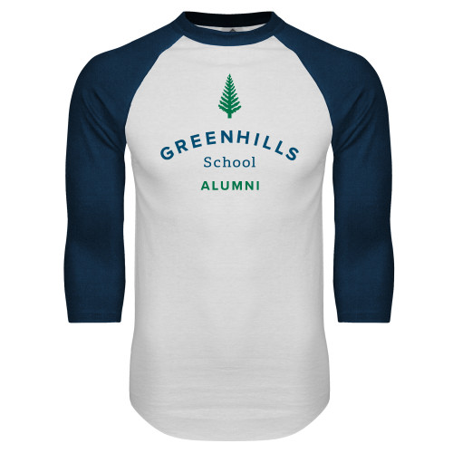  White/Navy Raglan Baseball T Shirt - Alumni
