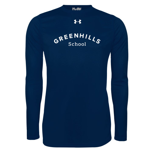  Under Armour Navy Long Sleeve Tech Tee - Arch. Wordmark