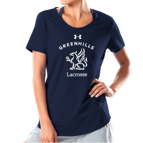  Under Armour Womens Navy Charged Cotton Tee - Lacrosse