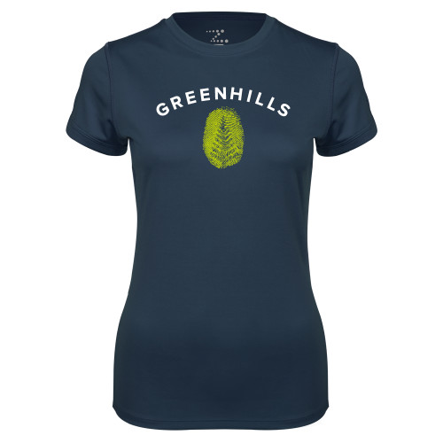  Womens Navy Performance Tee - Greenhills Fingerprint