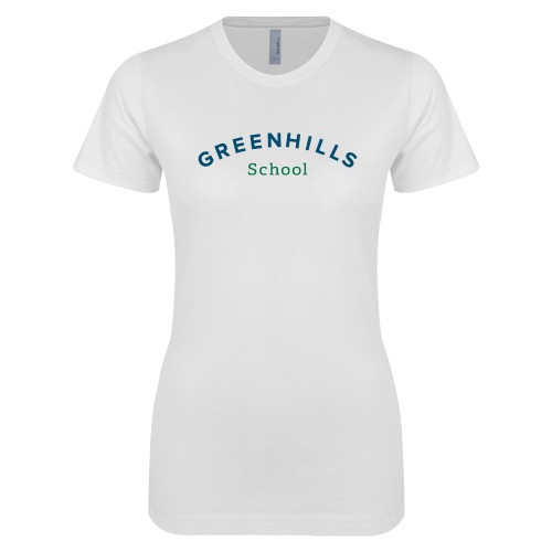  Next Level Womens White Boyfriend Tee - Arch. Wordmark