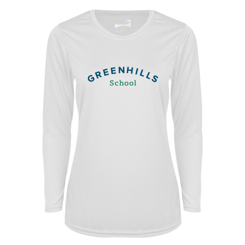 Main Image for  Womens White Performance Long Sleeve V Neck Shirt