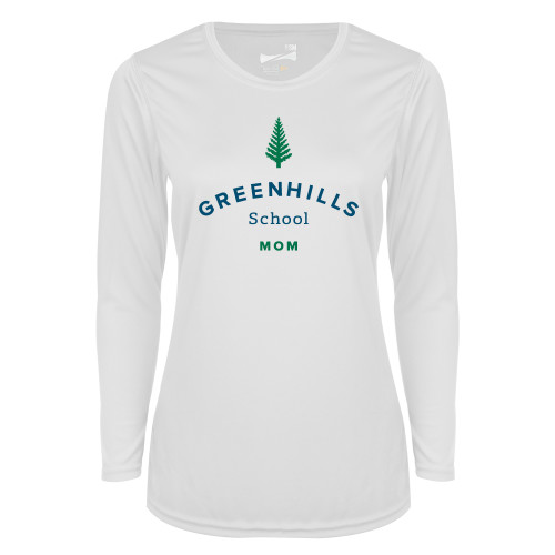 Main Image for  Womens White Performance Long Sleeve V Neck Shirt