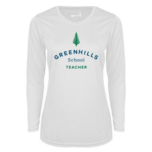 Main Image for  Womens White Performance Long Sleeve V Neck Shirt