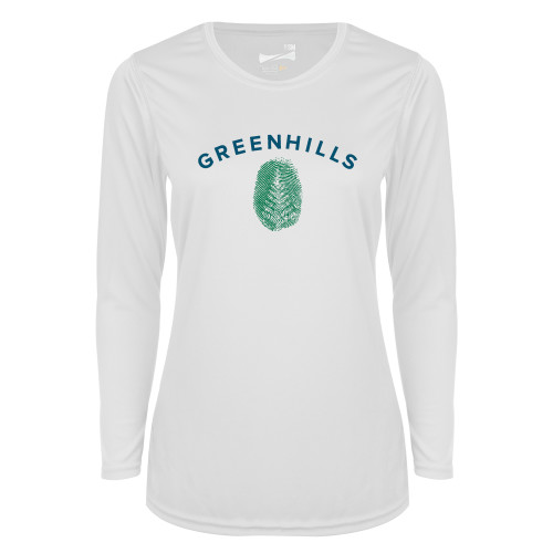Main Image for  Womens White Performance Long Sleeve V Neck Shirt