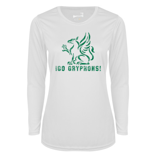 Main Image for  Womens White Performance Long Sleeve V Neck Shirt
