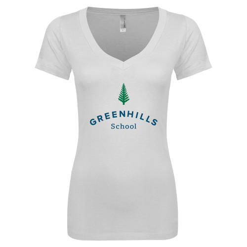  Next Level Womens White Ideal V Tee - Primary Mark