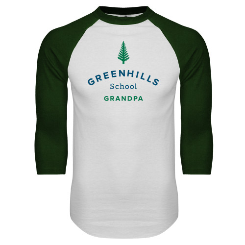  White/Dark Green Raglan Baseball T Shirt - Grandpa