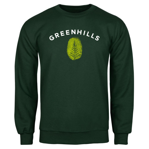  Dark Green Fleece Crew - Greenhills Fingerprint