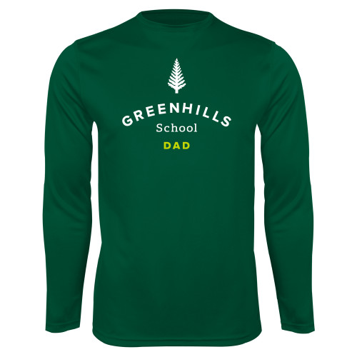  Dark Green Performance Long Sleeve Shirt - Dad