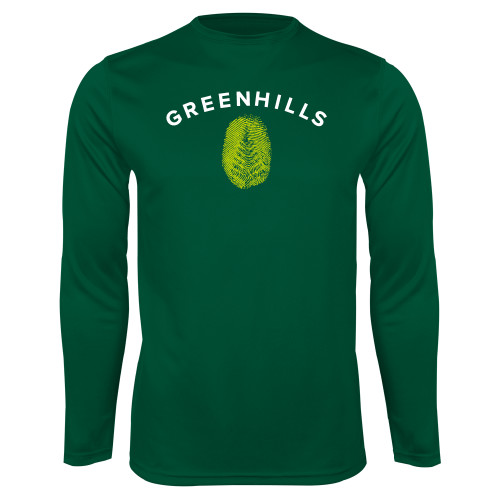  Dark Green Performance Long Sleeve Shirt - Greenhills Fingerprint
