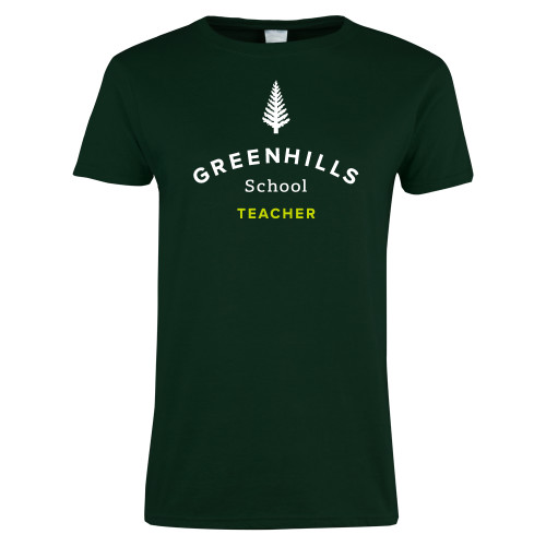  Womens Dark Green Short Sleeve Tee - Teacher