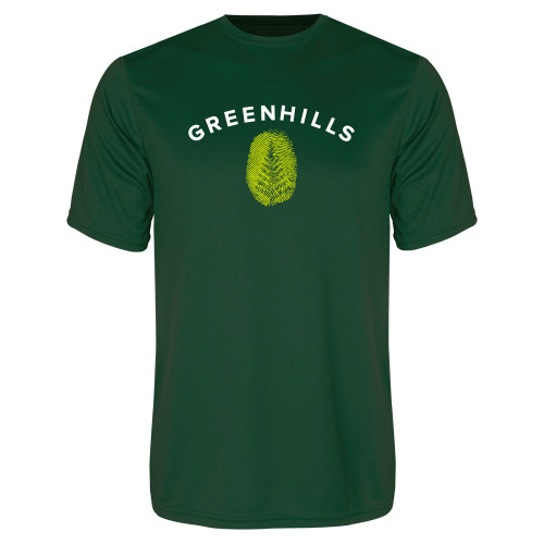  Dark Green Performance Tee - Greenhills Fingerprint