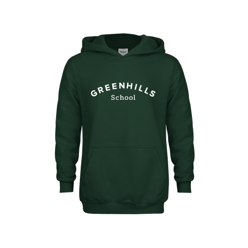  Youth Dark Green Fleece Hoodie - Arch. Wordmark