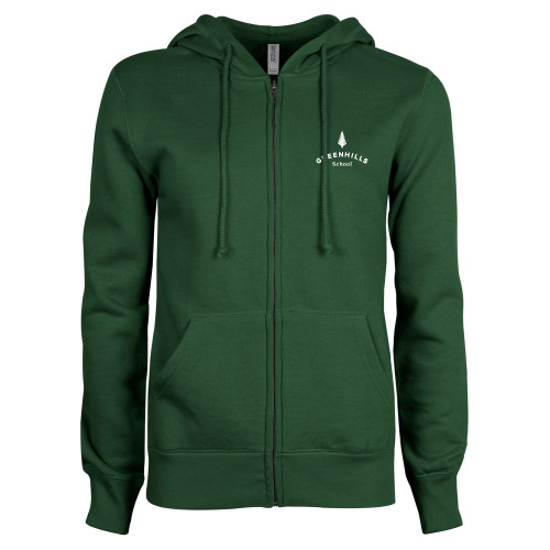  ENZA Womens Dark Green Fleece Full Zip Hoodie - Primary Mark