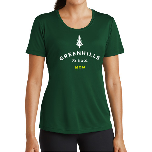  Womens Dark Green Performance Short Sleeve Tee - Mom