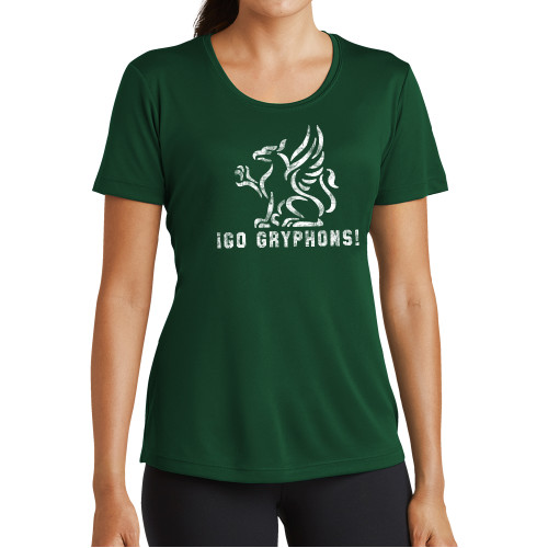  Womens Dark Green Performance Short Sleeve Tee - Greenhills Dist.