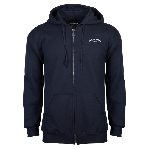  Navy Fleece Full Zip Hoodie - Arch. Wordmark