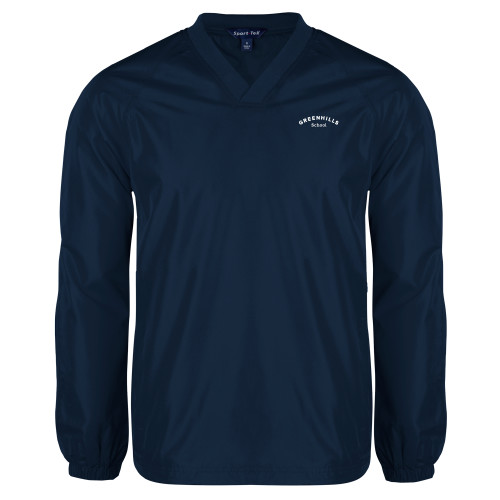  Navy V Neck Raglan Windshirt - Arch. Wordmark