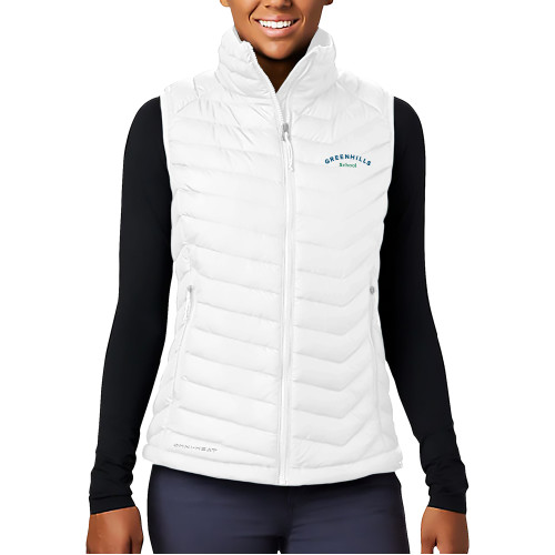  Columbia Womens White Powder Lite Vest - Arch. Wordmark