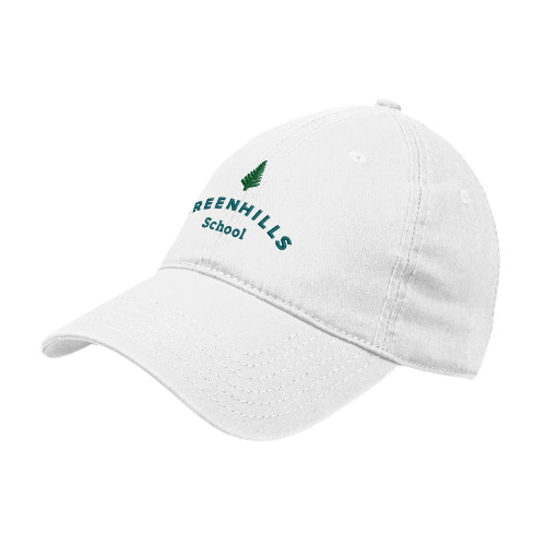  White Unstructured Adjustable Low Profile Hat - Primary Mark