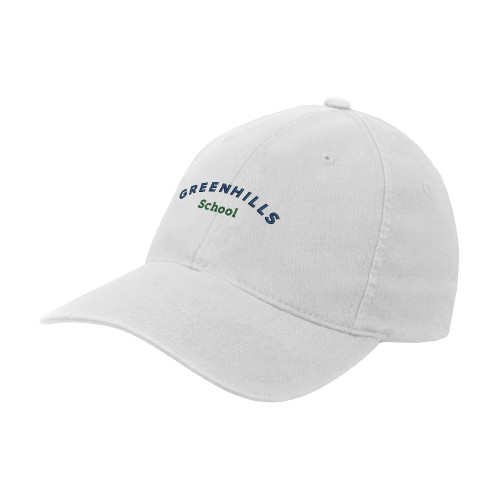  White Flexfit Structured Low Profile Hat - Arch. Wordmark