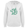Thumbnail image for  ENZA Womens White V Notch Raw Edge Fleece Hoodie