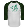 Thumbnail image for  White/Dark Green Raglan Baseball T Shirt