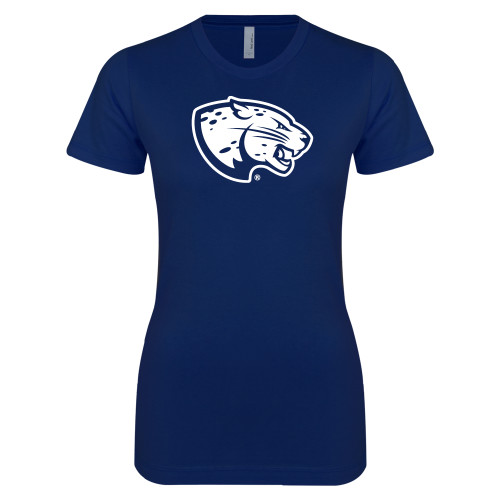  Next Level Womens Navy Boyfriend Tee - Jaguar Head