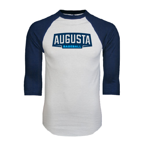  White/Navy Raglan Baseball T Shirt - Baseball