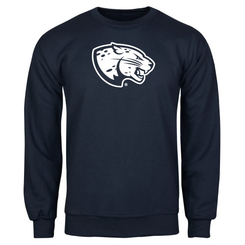  Navy Fleece Crew - Jaguar Head