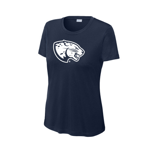  Womens Navy Performance Tee - Jaguar Head
