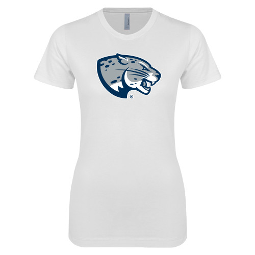 Next Level Womens White Boyfriend Tee - Jaguar Head