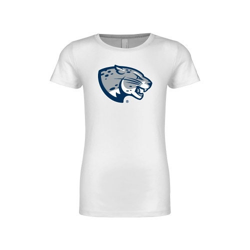  Next Level Girls White Fashion Fit T Shirt - Jaguar Head