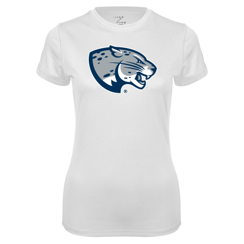  Womens White Performance Tee - Jaguar Head