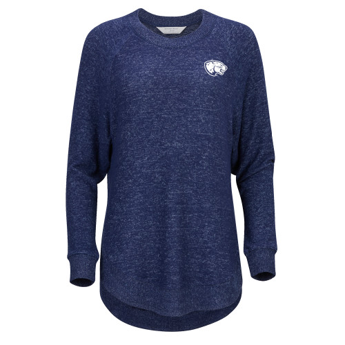  Boxercraft Womens Navy Heather Cuddle Oversized Crew - Jaguar Head