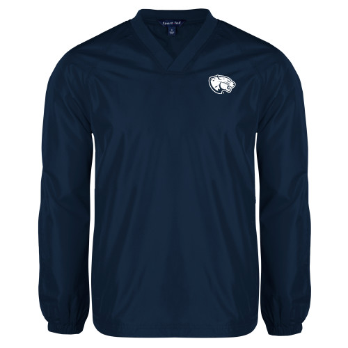  Navy V Neck Raglan Windshirt - Jaguar Head