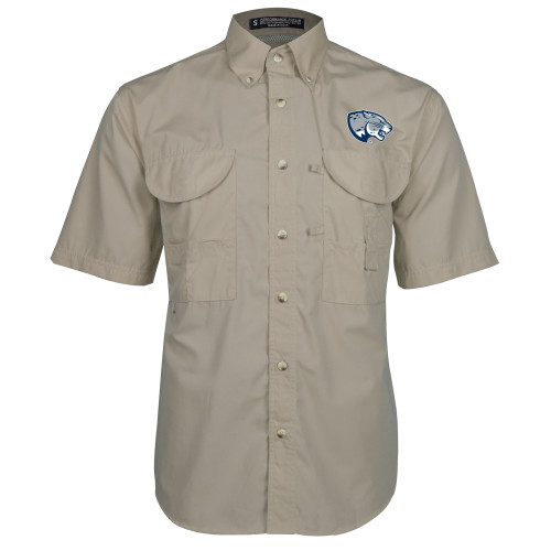  Khaki Fishing Shirt Performance Short Sleeve - Jaguar Head