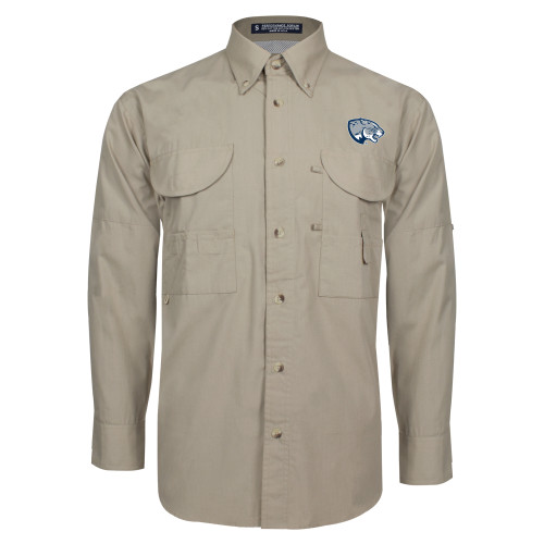  Khaki Fishing Shirt Performance Long Sleeve - Jaguar Head