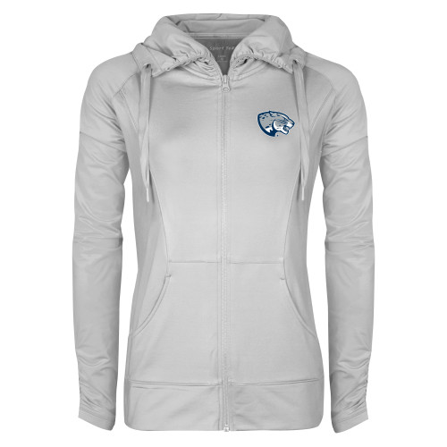  Womens White Sport Wick Stretch Full Zip Jacket - Jaguar Head