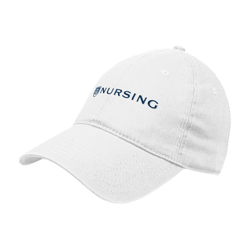  White Unstructured Adjustable Low Profile Hat - College of Nursing