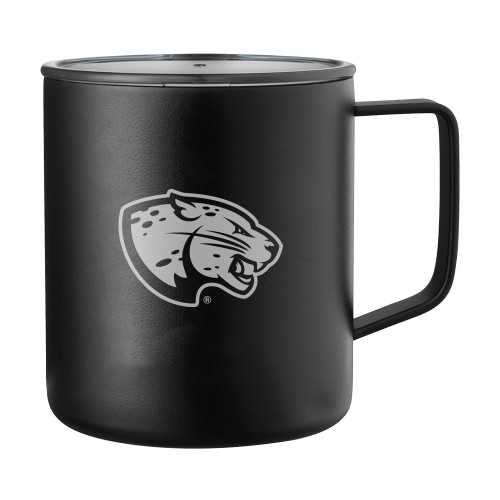  Rover Camp Vacuum Insulated Black Mug 14oz - Jaguar Head Reversed Engraved