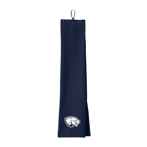  Navy Waffle Microfiber Golf Towel - Jaguar Head