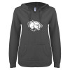 Thumbnail image for  ENZA Womens Dark Heather V Notch Raw Edge Fleece Hoodie