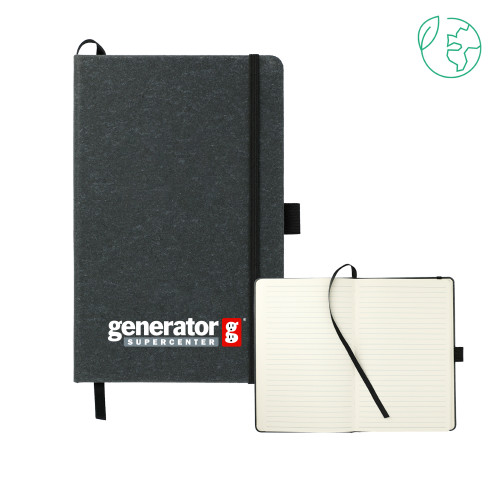  5.5 x 8.5 Black FSC Mix Recycled Leather Bound Journal - Generator Supercenter