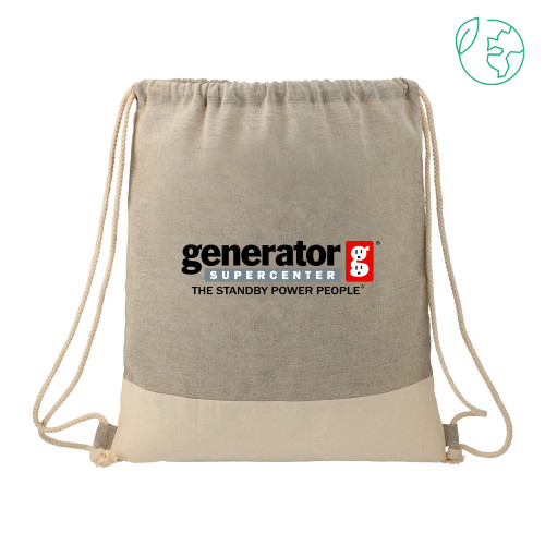  Split Recycled Cotton Grey/Natural Drawstring Bag - Generator Supercenter - The Standby Power People