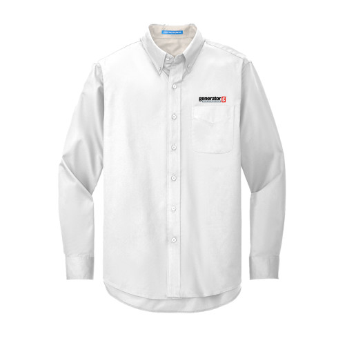  White Twill Button Down Long Sleeve - Generator Supercenter